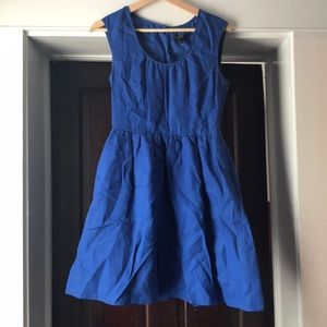 JCrew royal blue linen fit and flare dress.